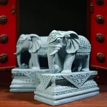 Скульптура слонов-хранителей, миниатюрные фигурки, традиционные стражи фэн-шуй, фиолетовый песчаник, декор для домашнего и офисного стола