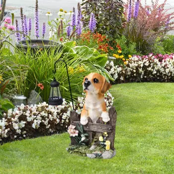 Скульптура собаки животного, статуэтка собаки, с солнечным светом, статуэтка щенка из смолы, украшение для black white