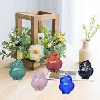 Скульптура совы, реалистично выглядящая, прекрасный искусственный кристалл, ручная работа, полированная статуя совы, статуя животного, украшение для рабочего стола розовый