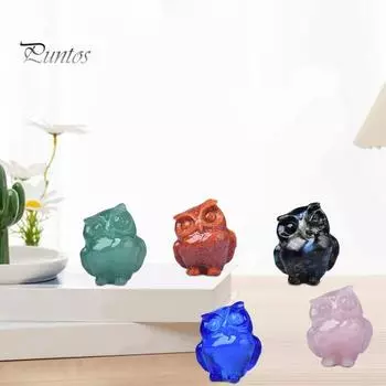 Скульптура совы, реалистично выглядящая, прекрасный искусственный кристалл, ручная работа, полированная статуя совы, статуя животного, украшение для рабочего стола чёрный