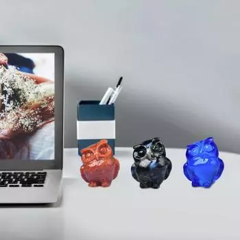 Скульптура совы, реалистично выглядящая, прекрасный искусственный кристалл, ручная работа, полированная статуя совы, статуя животного, украшение для рабочего стола