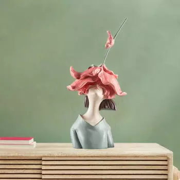 Скульптура статуи девушки, статуэтка из смолы, подарок, цветок, птица, декоративная настольная фигурка для офиса, Рождество