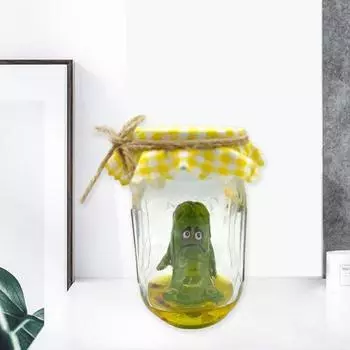 Скульптура сварливого маринованного огурца в прозрачной банке. Грустная тревожная фигурка из маринованных огурцов. Статуя. Украшение для домашнего офиса и рабочего стола. Рождественский подарок.