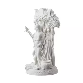 Скульптура Тройной Богини Кельтская Священная Луна Тройная Богиня Мать Дева Старуха Под Древом Жизни Статуя Геката Бригид Декор Садовая Скульптура белый