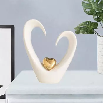 Скульптура в форме сердца, декоративная статуэтка, керамическая коллекция, современная статуэтка, настольное украшение для гостиной White Tall