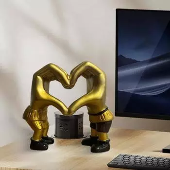 Скульптура в виде сердец, руки, смоляная статуэтка с изображением жеста любви, спальня, гостиная, столешница, украшение в виде сердца, подарок на День святого Валентина для девушки, жены золотистый