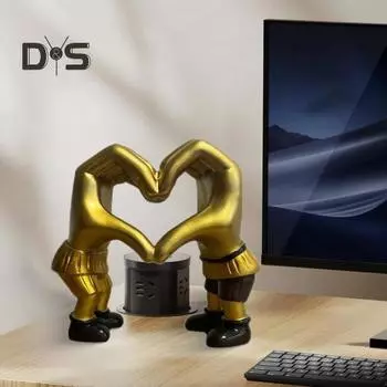 Скульптура в виде сердец, руки, смоляная статуэтка с изображением жеста любви, спальня, гостиная, столешница, украшение в виде сердца, подарок на День святого Валентина для девушки, жены золотистый