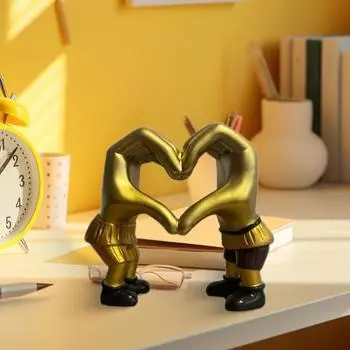Скульптура в виде сердец, руки, смоляная статуэтка с изображением жеста любви, спальня, гостиная, столешница, украшение в виде сердца, подарок на День святого Валентина для девушки, жены золотистый