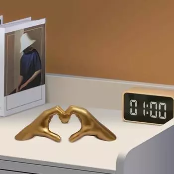 Скульптура в виде сердец, статуэтка из смолы «Жест любви», золотая скульптура в виде сердец для украшения каминной полки, спальни, свадьбы золотистый