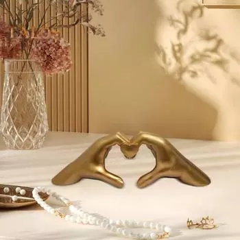 Скульптура в виде сердец, статуэтка из смолы «Жест любви», золотая скульптура в виде сердец для украшения каминной полки, спальни, свадьбы золотистый