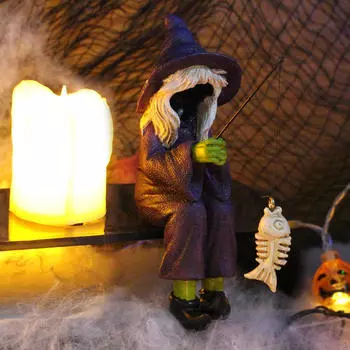 Скульптура ведьмы для рыбалки, украшение на Хэллоуин, мини-садовая статуя, декор для аквариума для двора, стола