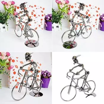 Скульптура велосипедиста из железа, модель велосипеда из металла, для украшения дома и офиса