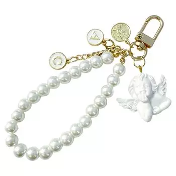 Скульптура «Жемчужный ангел» для ключей, подвесной кулон, студенческий рюкзак, подвесное украшение One Size белый