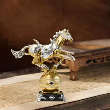 Скульптура животного, фигурка скачущей лошади, статуя из смолы, настольная фигура для фермерского дома золотистый