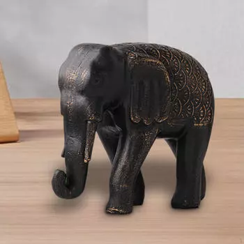 Скульптура животного, коллекционная фен-шуй, украшение для дома, статуя слона из смолы, настольная фигурка для чёрный