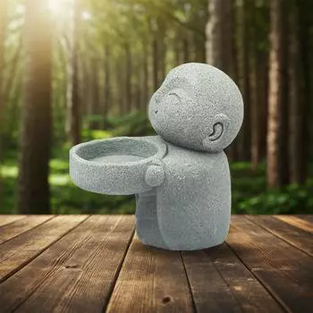 Скульптуры Будды Подсвечник Молящиеся Скульптуры Орнамент Милая Чайная Свеча Статуэтка Будды Подсвечник Домашнее Китайское Украшение светло-серый