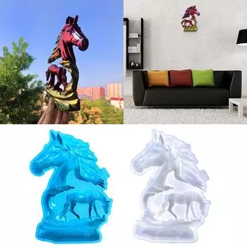 Скульптуры лошадей, литейная форма, устойчивые к высоким температурам силиконовые формы, резные вручную формы для украшения фигурок животных синий