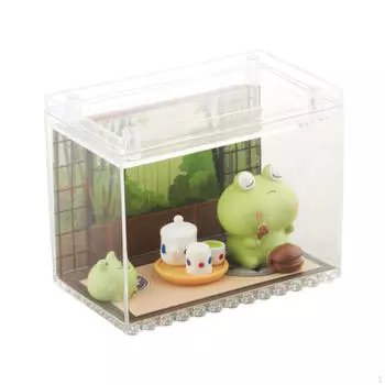Скульптуры животных Фигурки лягушек в акриловой коробке для домашнего декора и подарков with Tea Pot