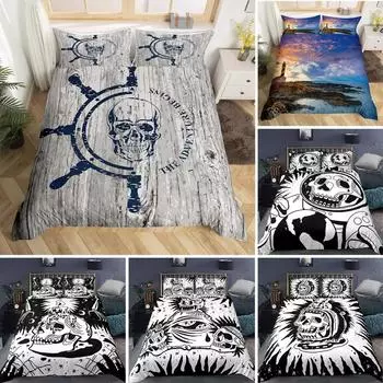 Skull Bedding Set Boho Gothic Skull Skeleton Bones Duvet Cover Bedroom Single Twin King Size Quilt Cover Home Textile 70x133cm 2pcs