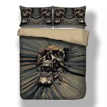 Skull Duvet 3d Quilt Cover With Pillow Case Reversible Bedding Set Sculpture Art King3pcs