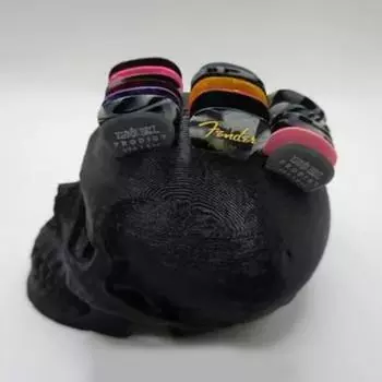 Держатель для медиатора в виде черепа, готический реалистичный держатель для хранения медиатора в виде черепа, держатель для дисплея, пластиковый для хранения 21 медиатора чёрный