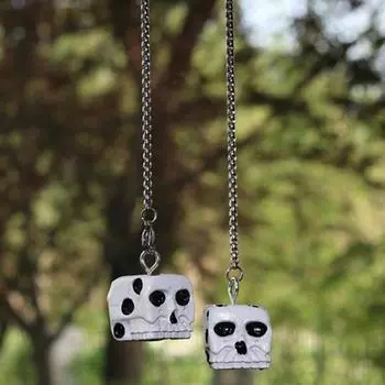 Skull Rear View Mirrors Charm Home Decorative Skull Dice Car Interior Accessories Easy Install Cute Gothic Horror Swinging Charm spain