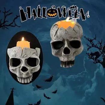 Подставка для бра из смолы в виде черепа, новинка, готическая настенная статуя черепа, украшение для вечеринки, простая установка, садовая семейная лампа, стол для Хэллоуина Q2X3