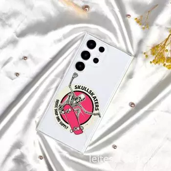 Skull Surfing Painted Full-Cover Lens Protective Case for Samsung S23A55 - Anti-Fall Design. Samsung S21FE прозрачный