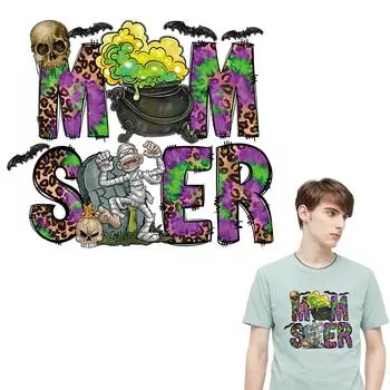 Наклейки на одежду с черепами, наклейки на Хэллоуин, художественные ремесла, глажка, термоклейкая передача, одежда, аппликация, аксессуары «сделай сам», нашивки