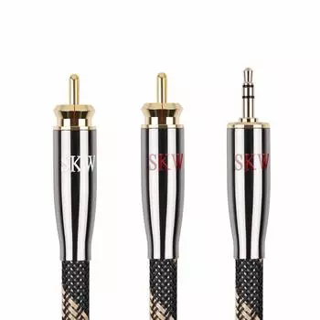 SKW Audiophile сверхчистый медный аудиокабель Male to 2 RCA Male Audio Auxiliary Stereo Y Splitter Adapter Cable 5m 3.5mm