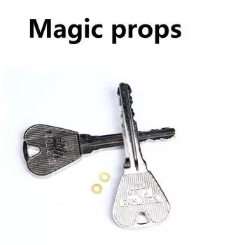 Сквозь бутылку или кольцо 2-х предметов Волшебные игрушки Легко играть Шутка Игрушка Складной ключ Сквозь волшебный реквизит 7.7X2.8cm