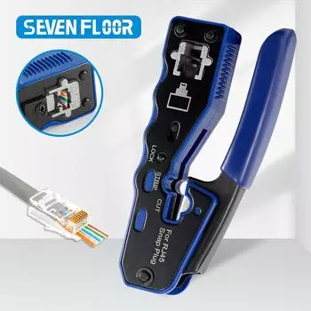 Сквозной обжимной инструмент rj45, сетевой инструмент cat5, cat6, 8p8c, плоскогубцы, инструмент для зачистки кабеля Ethernet, резак, зажим, клещи, зажим Lan