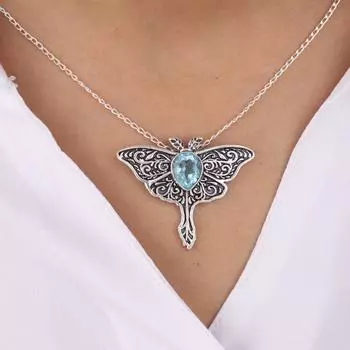 Sky Blue Topaz Gemstone 925 Sterling Silver Jewelry Chain Pendant 1.2 For Her CP-31-16