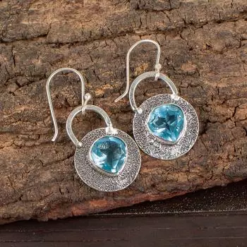 Sky Blue Topaz Gemstone 925 Sterling Silver Jewelry Handmade Earrings 1.30 EE-63-2