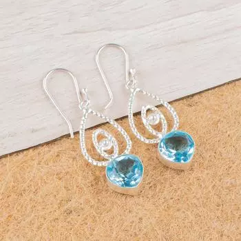 Sky Blue Topaz Gemstone 925 Sterling Silver Jewelry Drop/Dangle Earrings 2.00 EE-32-6
