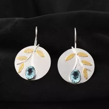 Sky Blue Topaz Gemstone 925 Sterling Silver Jewelry Handcrafted Earrings 1.73 EE-176-20
