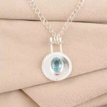 Sky Blue Topaz Gemstone 925 Sterling Silver Jewelry Pendant 1.4 Engagement Gift PP-57-8