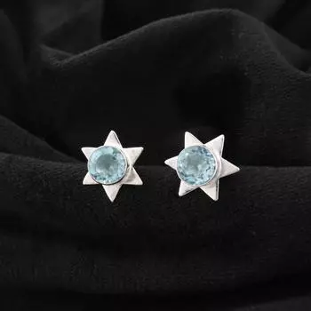 Sky Blue Topaz Gemstone 925 Sterling Silver Jewelry Handmade Stud Earrings 0.44 EE-175-7