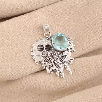Sky Blue Topaz Gemstone 925 Sterling Silver Jewelry Handmade Boho Pendant 1.49 CP-28-7