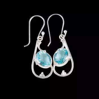 Sky Blue Topaz Gemstone 925 Sterling Silver Jewelry Handmade Boho Earrings 1.60 EE-49-6