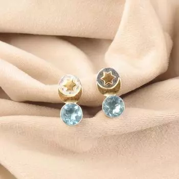 Sky Blue Topaz Gemstone 925 Sterling silver Jewelry Handmade Stud Earrings 0.8 EE-141-1