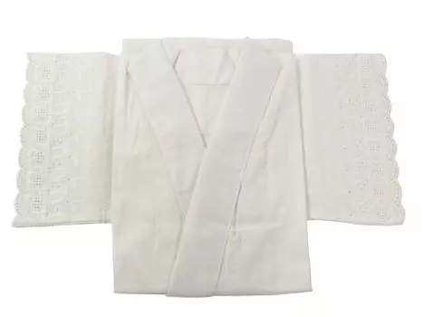 Sky White Sarashi with half collar and lace on half skin summer year L [Sarasa] cuffs, undergarment, undergarment, (all round, size) белый