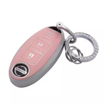 SKYBELL Key Case Nissan Key Cover Compatible with Nissan Serena Note Kicks X-Trail Intelligent Key Smart Key Key Case Skybell (Pink)