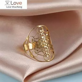 Skyrim Angel Seal Archangel Metatron Ring Нержавеющая сталь Секреты каббалистов Сад Соломона Геометрические кольца для женщин Adjustable