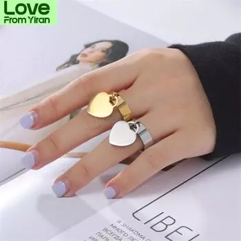 Skyrim Новые Кольца Для Пары Из Нержавеющей Стали С Подвеской В форме Сердца Кольцо Для Знакомств Для Женщин Мужчин Мода Свадьба Любовник Ювелирные Изделия Подарок 7