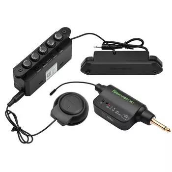 SKYSONIC WR2 Беспроводной и резонансный акустический звукосниматель Беспроводной вибрационный звукосниматель чёрный