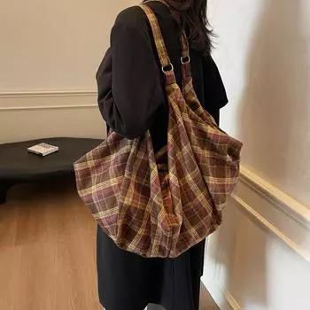 Сумка Slack большой вместимости женская новинка 2024 года осень-зима сумка через плечо для поездок на работу студенческая сумка-тоут чёрный