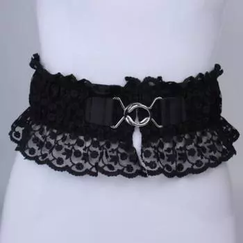 Сладкая эластичная широкая поясная пряжка-печать, женский кружевной эластичный декоративный пояс для юбки чёрный