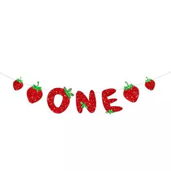 Сладкая Клубничка Баннер 12 месяцев Первый 1-й День рождения Детская фоторамка Баннеры Гирлянда для украшения детского праздника, вечеринки в честь дня рождения