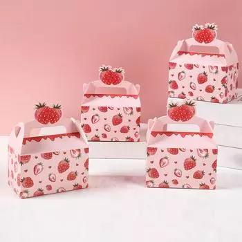 Сладкая клубничная коробка конфет, подарочная коробка с клубникой, товары для вечеринок по случаю дня рождения, сумка для фруктов, коробка для печенья, декор для вечеринки по случаю рождения ребенка As picture